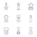 Reckoning icons set, outline style Royalty Free Stock Photo