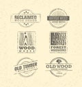 Reclaimed Wood Design Element. Creative Set Of Rustic Labels And Stamps For Custom Interior Workshop Company.