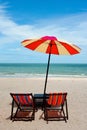 Recline chair on the beach Royalty Free Stock Photo