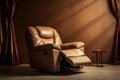Recliner brown leather chair. Generate Ai