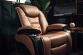 Recliner brown leather luxury. Generate Ai Royalty Free Stock Photo