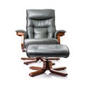 A recliner chair and ottoman with wooden legs, AI