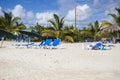 Recliners on a beach Royalty Free Stock Photo