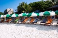 Recliners on beach