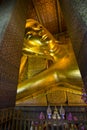 Reclining Buddha gold statue. Wat Pho - Bangkok, Thailand