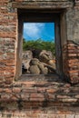 Reclining Buddha in a Ruined Hall of Phutthaisawan Temple