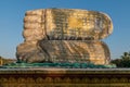 Reclining Buddha`s feet statue in Bago, Myanmar. Royalty Free Stock Photo