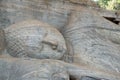 Reclining Buddha statue  Gal Vihara at Polonnaruwa  a UNESCO World Heritage Royalty Free Stock Photo