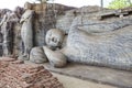 Reclining Buddha statue of Gal Vihara, an Unesco World Heritage Site in Polonnaruwa, Sri Lanka Royalty Free Stock Photo