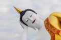 Reclining buddha statue in thailand temple.