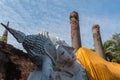 Reclining Buddha statue in Wat Yai Chai Mongkol temple. Ayutthaya Historical Park, Thailand. UNESCO World Heritage Site. Royalty Free Stock Photo