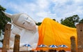 Reclining white buddha in Wat khunin temple, Angthong , Thailand