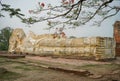 The reclining buddha of wat lokaya sutha , Ancient sandstone Bud Royalty Free Stock Photo