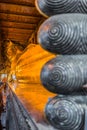 Reclining buddha Wat Pho temple bangkok thailand Royalty Free Stock Photo