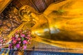 Reclining buddha Wat Pho temple bangkok Thailand Royalty Free Stock Photo