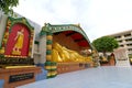 Reclining Buddha at Wat Sitaram, a Thai monastery in Bangkok, Thailand