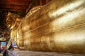 Reclining golden buddha of wat pho, Phra Nakhon District, Bangkok, Thailand. Royalty Free Stock Photo