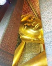 Reclining golden buddha, Wat Phra Chetuphon Watpho, Bangkok, Thailand Royalty Free Stock Photo