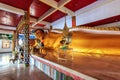 Reclining golen Buddha statue in Wat Koh Sirey