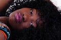 Reclining Portrait Attractive African American Woman Teen
