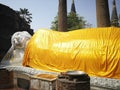 The reclining white Buddha statues or nirvana located at Wat Yai Chaimongkol, Thailand. Royalty Free Stock Photo