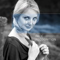 Recognition of female face. Biometric verification and identification Royalty Free Stock Photo