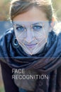 Recognition of female face. Biometric verification and identification Royalty Free Stock Photo