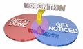Recognition Get It Done Noticed Venn Diagram Words Royalty Free Stock Photo