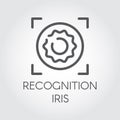 Recognition iris biometric scan icon. Identity scanning line logo. Verification modern system. Authentication technology