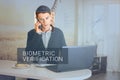 Recognition of male face. Biometric verification and identification Royalty Free Stock Photo