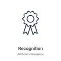 Recognition outline vector icon. Thin line black recognition icon, flat vector simple element illustration from editable