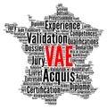 Recognition of prior learning word cloud called VAE in French language Royalty Free Stock Photo