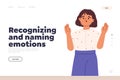 Recognizing and naming emotions concept of landing page with shocked kid girl with mouth open