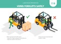 Recomendations about using forklifts safely. Set 7 of 8. Royalty Free Stock Photo