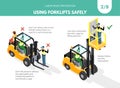 Recomendations about using forklifts safely. Set 2 of 8. Royalty Free Stock Photo