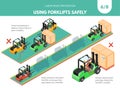 Recomendations about using forklifts safely. Set 6 of 8. Royalty Free Stock Photo