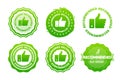 Recommendation green stamps. Recommendation round sign set in different design. Label collection. Vector illustration.