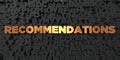 Recommendations - Gold text on black background - 3D rendered royalty free stock picture Royalty Free Stock Photo