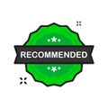 Recommended badge green Stamp icon in flat style on white background. Vector illustration.