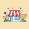 Recommended best store illustration vector. 5 stars favorite seller shop illustration