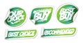 Recommended buy, best choice, best buy - green eco stickers collection Royalty Free Stock Photo