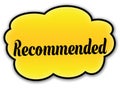 RECOMMENDED handwritten on yellow cloud with white background