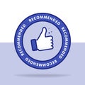 Recommended icon. Line label recommended with thumb up. Sign brand with recommended. Best tag for great brend. Banner thumb up on Royalty Free Stock Photo