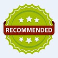 Recommended icon vector. Black and white recommendation rosette stamp with check mark tick. Trusted or assurance label