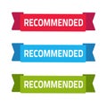 Recommended ribbon banner icon vector flat cartoon, recommendation text on green red blue color isolated on white Royalty Free Stock Photo