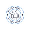 Recommended sticker, lable, badge, logo. Recommended circle with thumb up for social media, web design.