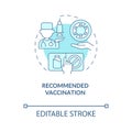 Recommended vaccination blue concept icon