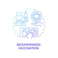 Recommended vaccination blue gradient concept icon