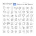 Recommender system linear icons set