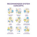 Recommender system multi color concept icons